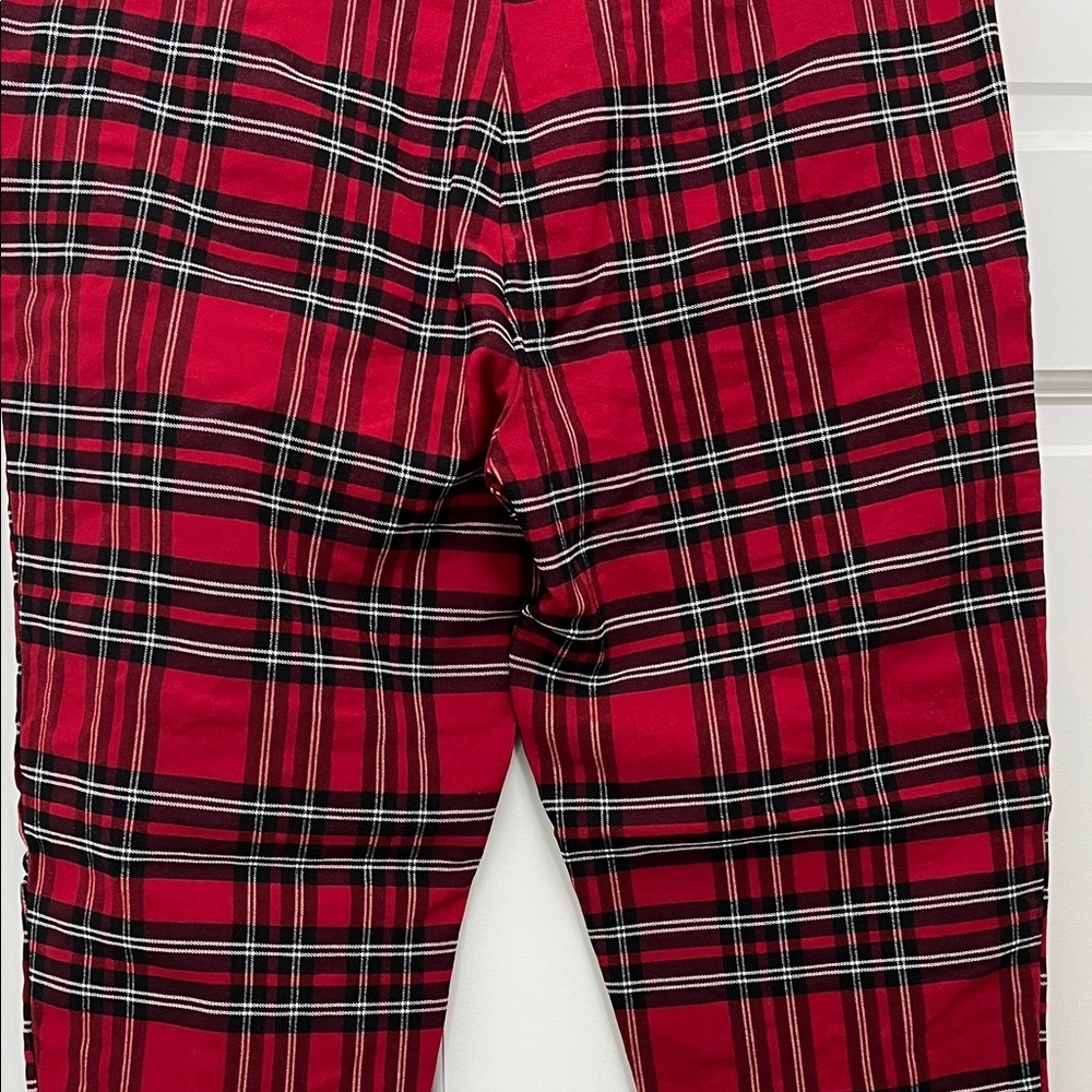 Zara Red and Black Tartan Plaid Pull On Skinny Pants - Size Large - Picture 10 of 15